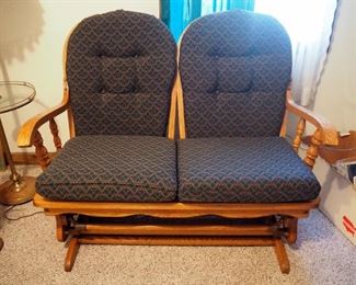 Love Seat Rocker With Detachable Cushions, 36.5" x 45" x 24", Seat Height 16"