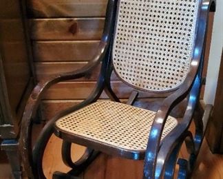 Childs Bent Wood Cane Back Rocker