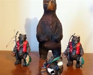 Collection Of Wood Bears, Qty 4