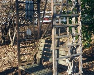 Garden Bench With Shade Cover, 76" x 48" x 23", Including Wind Chime