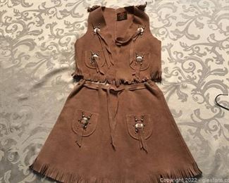 Girls Pink Suede Skirt and Vest
