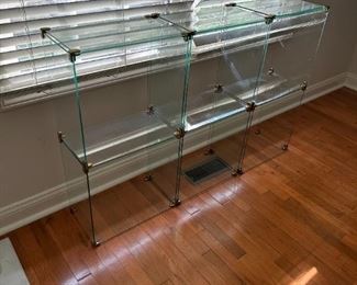 3 glass cubes with shelf for display