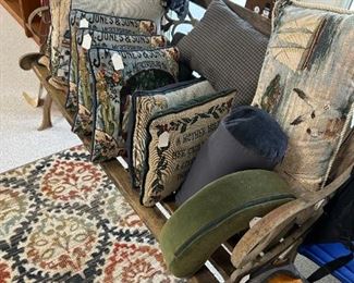 Pillows and a bench