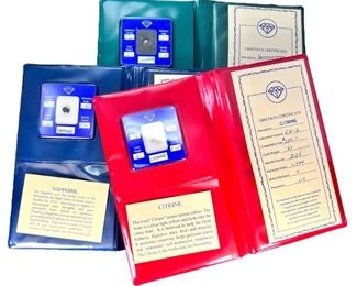 4 Gemstones with Certificated Citrine Sapphire and Moonstone