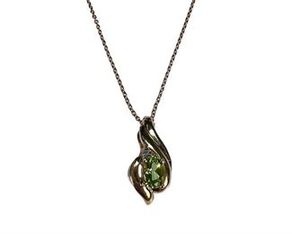 10kt Yellow Gold Peridot and Diamond Necklace