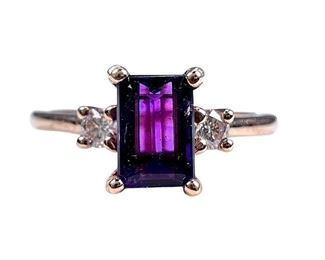 14kt Rose Gold Amethyst and Diamond Ring