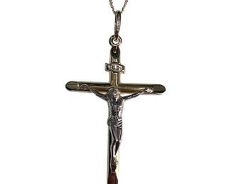 14kt Two Toned Crucifix Necklace