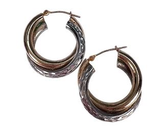 14kt Two Toned Double Hoop Earrings