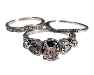 14kt White Gold Diamond Shane Co Wedding Set with Rings