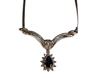 14kt Yellow Gold Sapphire and Diamond Necklace