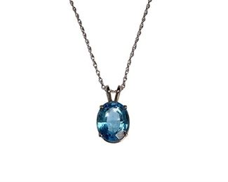 14kt Yellow Gold Swiss Blue Topaz Solitaire Necklace