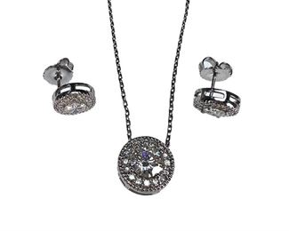 Beautiful Sterling Silver Moissanite Necklace and Earring Set