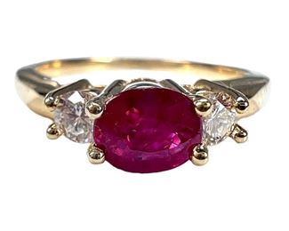 Classic 14kt Yellow Gold Ruby and Diamond Ring