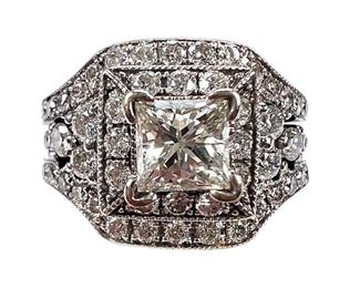 Gorgeous Neil Lane 14kt White Gold Princess Cut Wedding Set