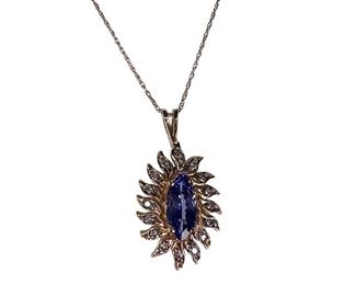 LeVian 14kt Yellow Gold Tanzanite and Diamond Necklace