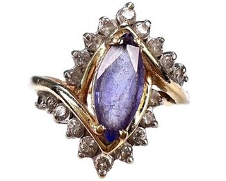 LeVian 14kt Yellow Gold Tanzanite and Diamond Ring