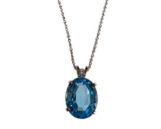 Nice 14kt Yellow Gold Swiss Blue Topaz Necklace