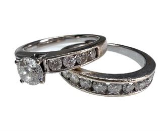 Nice 18kt White Gold Channel Set Diamond Wedding Set