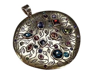 Patricia Locke Gold Tone Multi Colored Crystal Pendant