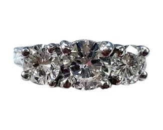 Stunning Platinum and 18kt Yellow Gold 3 Stone Diamond Ring