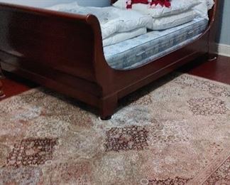 Mahogany sleigh bed with mattress