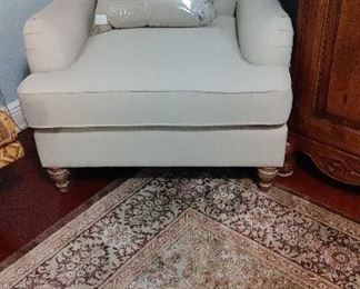 Cream linen lounge chair