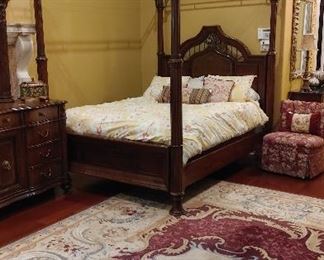 Queen size canopy bed with bottom mattress only