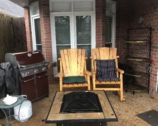 Great Chairs and Grill, Bakers Rack, Fire Pit