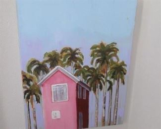 Painting of Galveston Pink House by Loretta Trevino