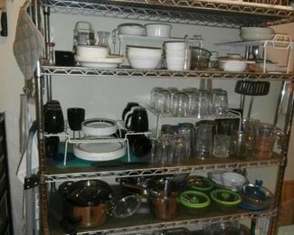 Kitchenware, Corelle Dishes, Glassware, Pots and Pans, 