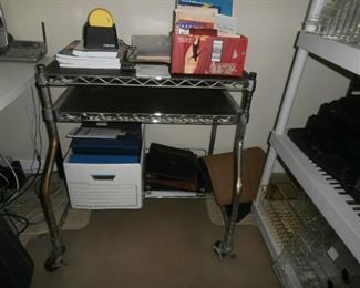 Stainless Rolling Cart and Office Supplies