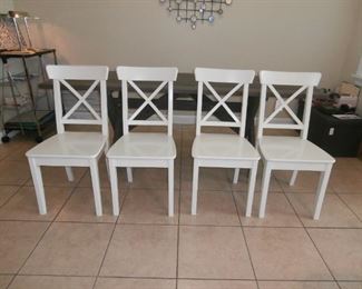 Set of 4 IKEA White Dining Chairs