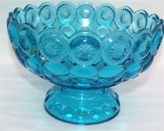 Lot 059
Moon Star Blue Glass footed bowl