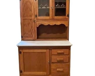 Lot 228
Antique Hoosier Cabinet With Lead Glass Doors