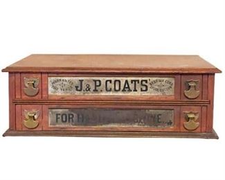 Lot 273
Antique J. & P. Coats Merchantile Counter Top Spool Cabinet Box