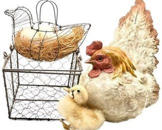Lot 342
Antique Egg Baskets, and Taxidermy Chick