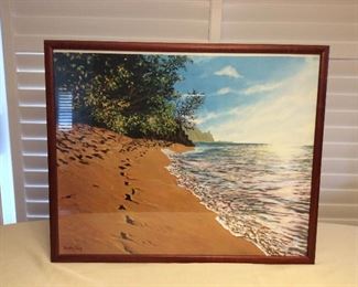 MMT076 Large Koa Framed Seascape Picture