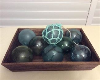 MMT091 Nine Japanese Glass Fishing Floats 