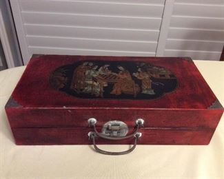 MMT120 Antique? Hand Painted Chinese Chess Board