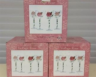 MMT125 Eleven Block Basics Hand Painted Glass Goblets New