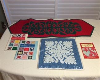MMT145 Hawaiian Quilt Pillow Cover, Table Runner & Books