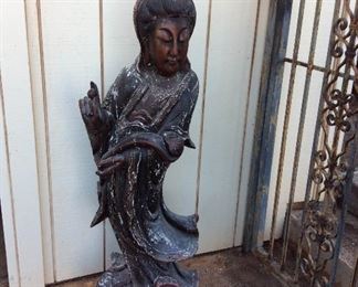 MMT168 Large Carved Wooden Quan Yin Statue
