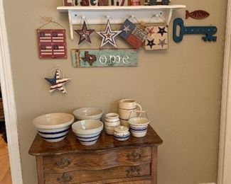 antique washstand and pottery