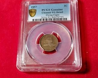 1857 Flying Eagle Penny PCGS Graded