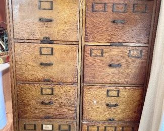 Vtg oak file cabinets 