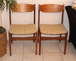 More pictures of the teak mid-century chairs - stamped on the bottom "Made in Denmark"