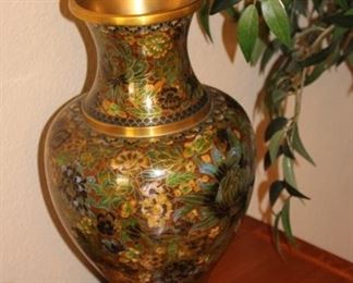 Close up of cloisonne vase