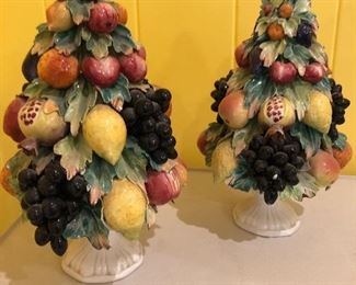 Italian majolica, fruit, topiaries, vintage