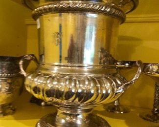 Wine chiller, silver plate with crest engraved
