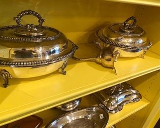Pair of Covered vintage, silver plated Serving dishes